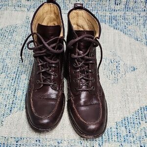 Frye Dark Brown Leather Lace-Up Boots